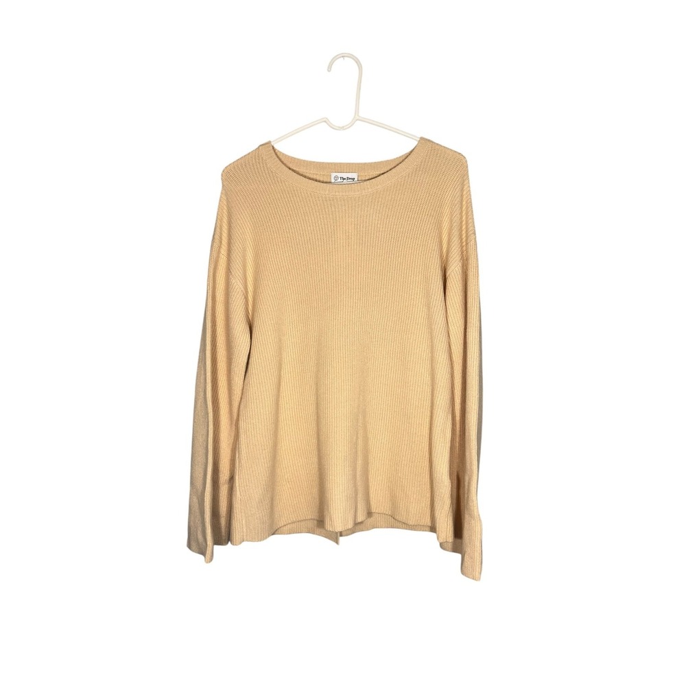 The Drop NWT Women's Tan Ribbed Knit Crew Neck Sweater M Oversized
